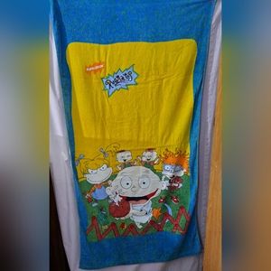 Nickelodeon Rugrats Characters Yellow & Blue Beach Towel 30" x 57" G 1998